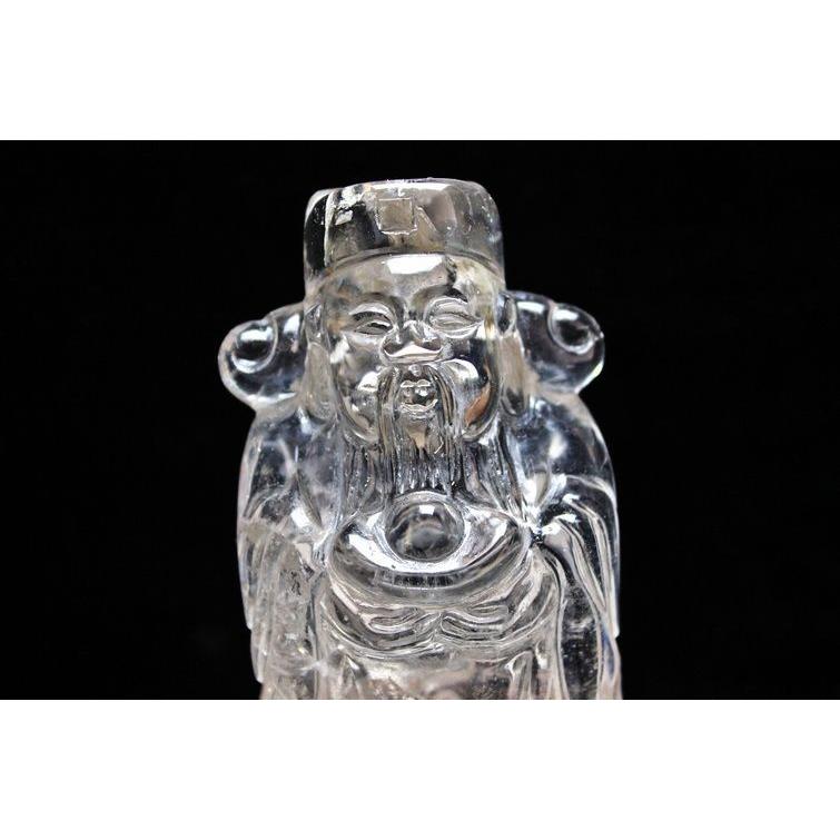 クリスタルクォーツ 水晶 彫刻品 オブジェ 置き物 財神置物 送料無料