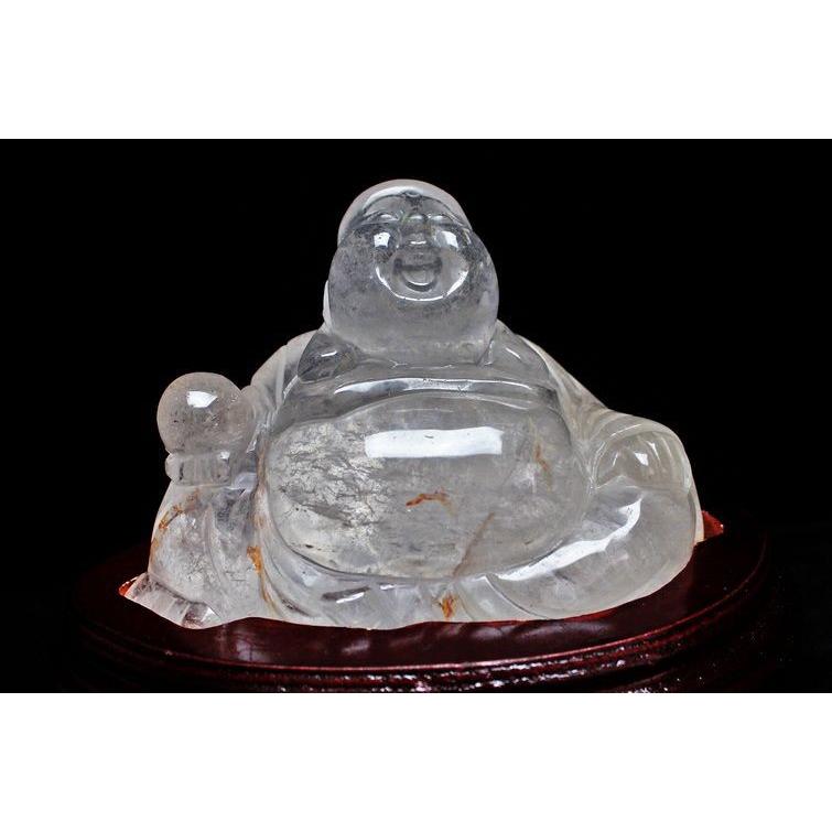 2.4Kg クリスタルクォーツ 水晶 彫刻品 オブジェ 置き物 手彫り布袋様