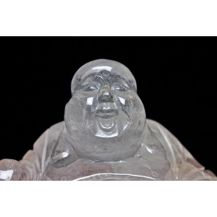 2.4Kg クリスタルクォーツ 水晶 彫刻品 オブジェ 置き物 手彫り布袋様
