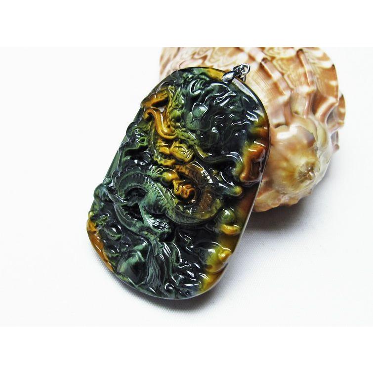 仏 龍 タイガーアイ ペンダントトップ ビーズ 仏 龍 タイガーアイ