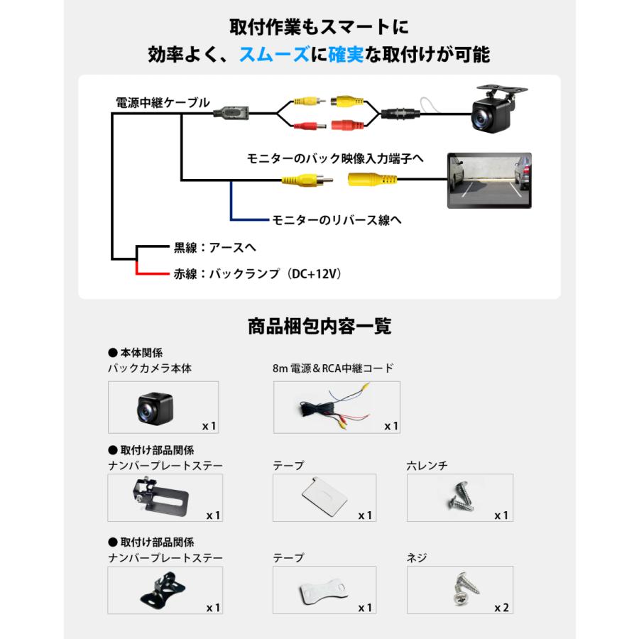 PORMIDO バックカメラ AHD 1080P CMOSセンサー リアカメラ 200万画素