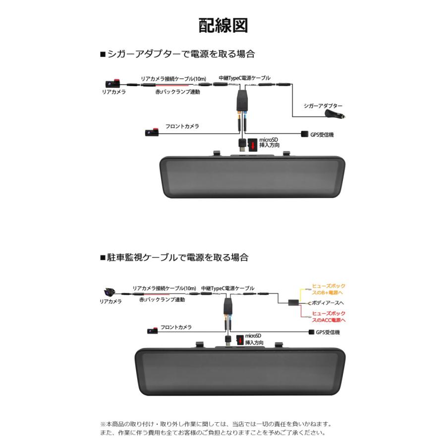 PORMIDO ドライブレコーダー ミラー型 前後 2カメラ 12インチ 20段階