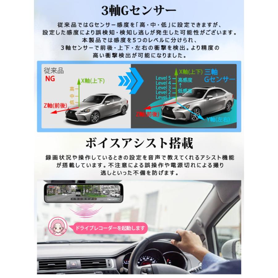PORMIDO ドライブレコーダー ミラー型 前後 2カメラ 12インチ 20 PORMIDO ドライブレコーダー ミラー型 前後 2カメラ 12インチ 20