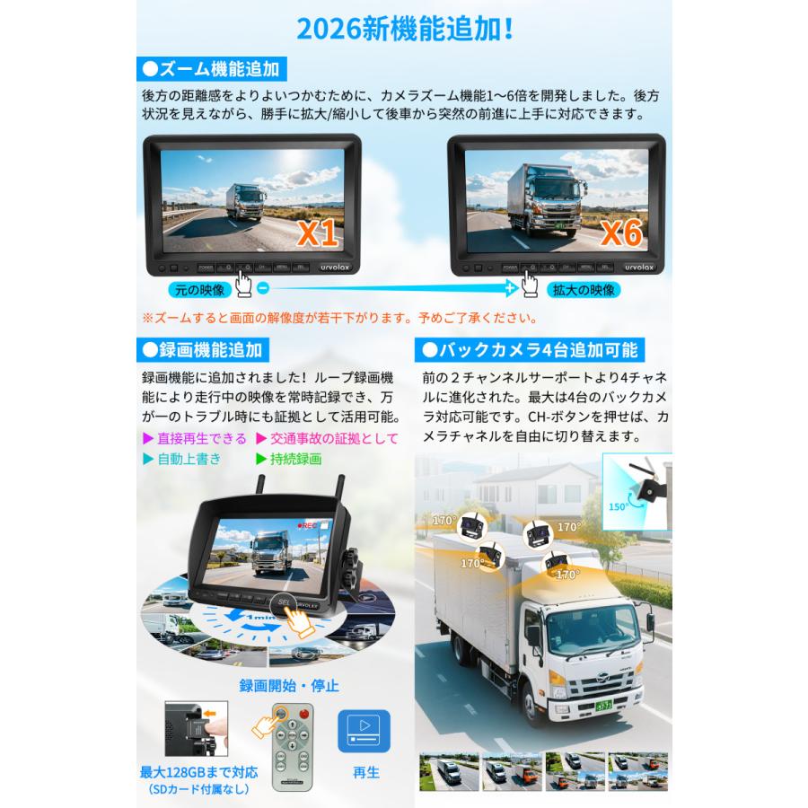 ワイヤレス監視カメラセット 7インチモニター付き バックモニター 7インチ バックカメラ モニターセット ワイヤレス