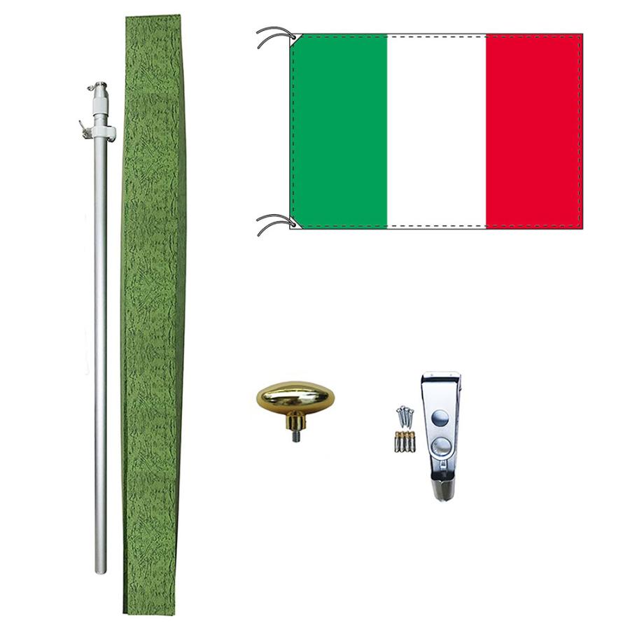 イタリア 国旗 DXセット 70×105cm国旗 アルミ合金ポール 壁面設置部品 