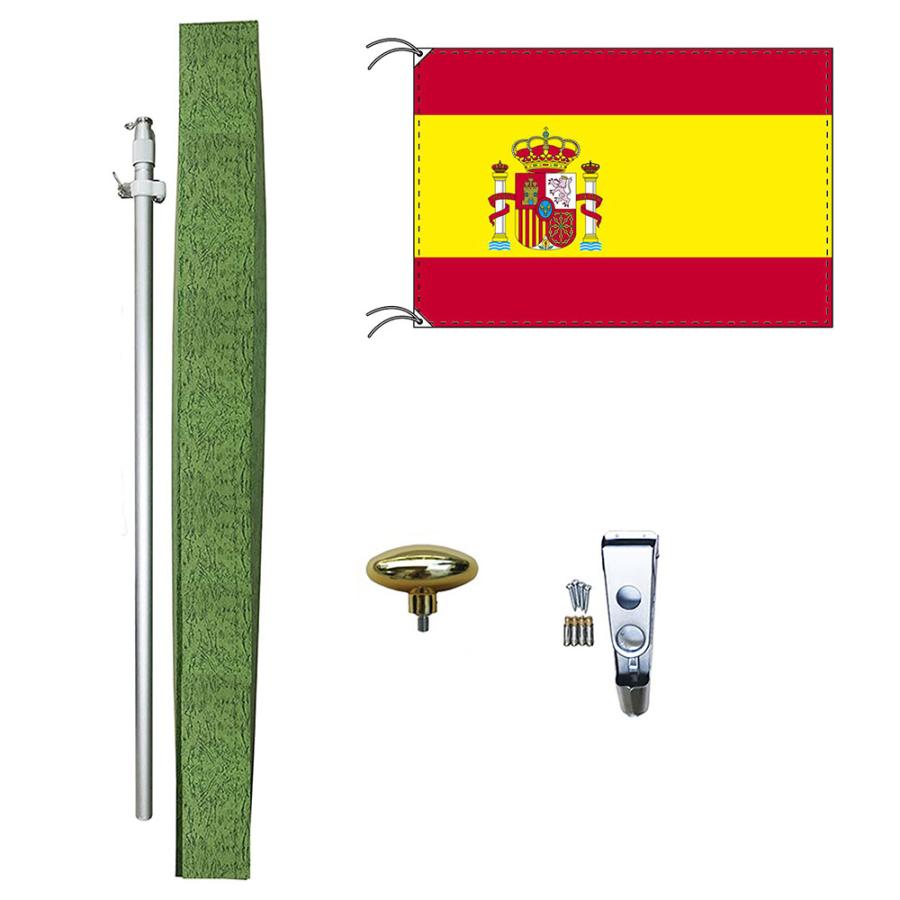 スペイン 国旗 国旗 紋章入り Dxセット 70 105cm国旗 Diy 工具 紋章入り アルミ合金ポール 345 万国旗 世界の国旗シリーズ 壁面設置部品のセット トスパ世界の国旗販売 店 日本製 国内配送