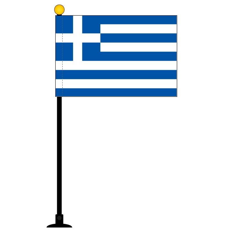 TOSPA ギリシャ 国旗 ミニフラッグ 旗サイズ10.5×15.7cm テトロンスエード製 ポール27cm  吸盤 のセット 日本製 世界の国旗シリーズ｜tospashop