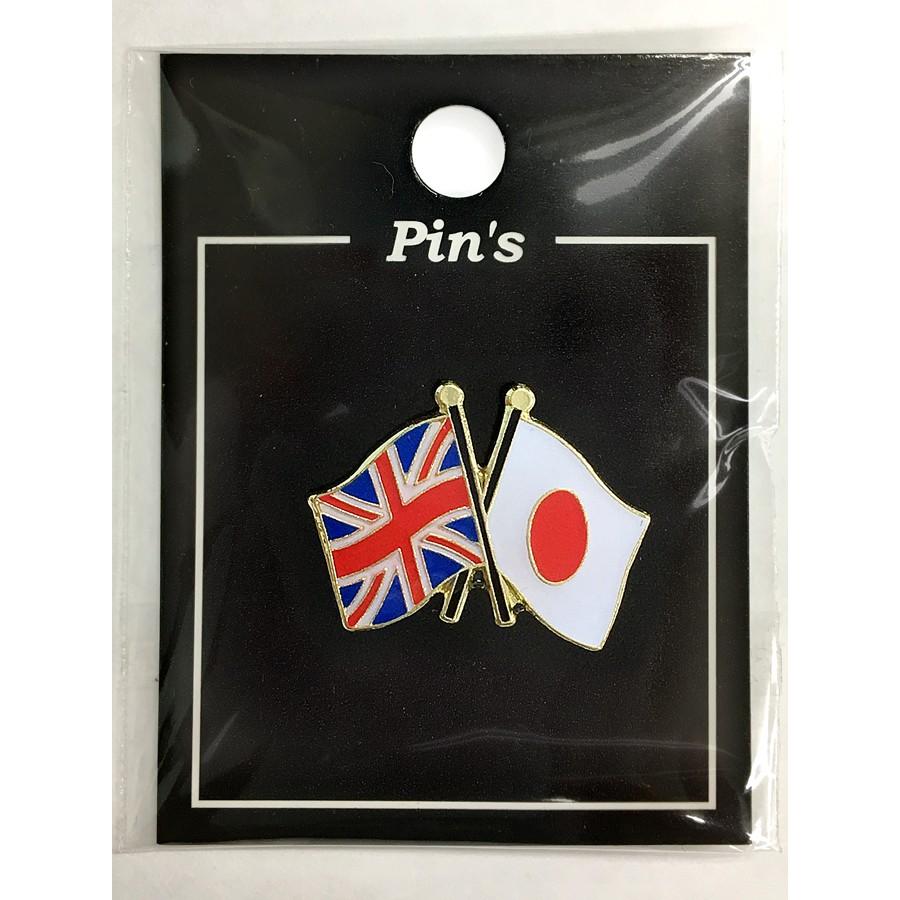 EXPO86 世界66カ国の国旗ピンバッジ TOSPA ピンバッジ2ヶ国友好 日本国旗 イギリス国旗 約20×20mm : トスパ