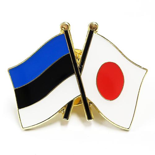 TOSPA ピンバッジ2ヶ国友好日本国旗 エストニア国旗 約20×20mm