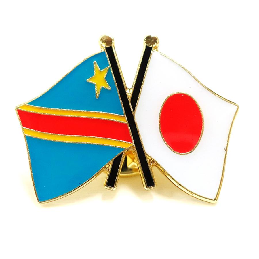TOSPA ピンバッジ2ヶ国友好 日本国旗 コンゴ民主共和国 国旗 約20×20mm