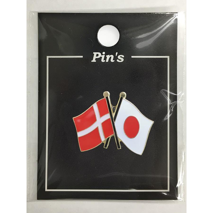 TOSPA ピンバッジ2ヶ国友好 日本国旗 デンマーク国旗 約20×20mm