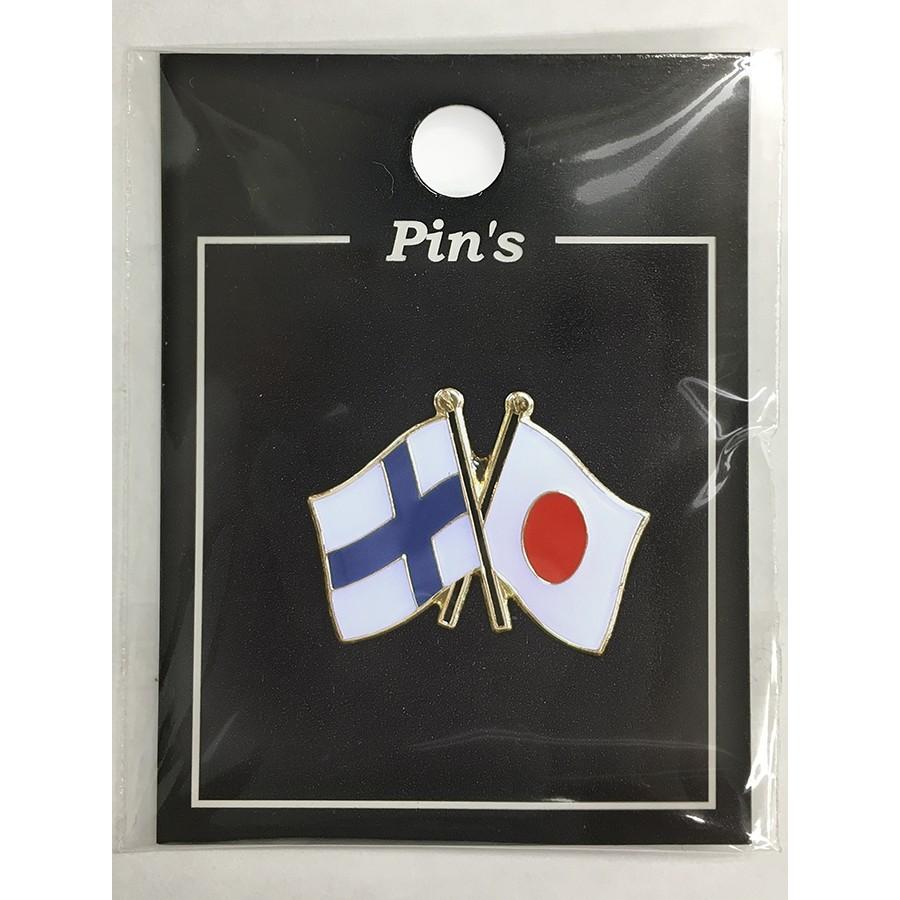 TOSPA ピンバッジ2ヶ国友好 日本国旗 フィンランド国旗 約20×20mm