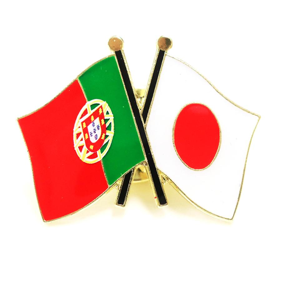 TOSPA ピンバッジ2ヶ国友好 日本国旗 ポルトガル国旗 約20×20mm