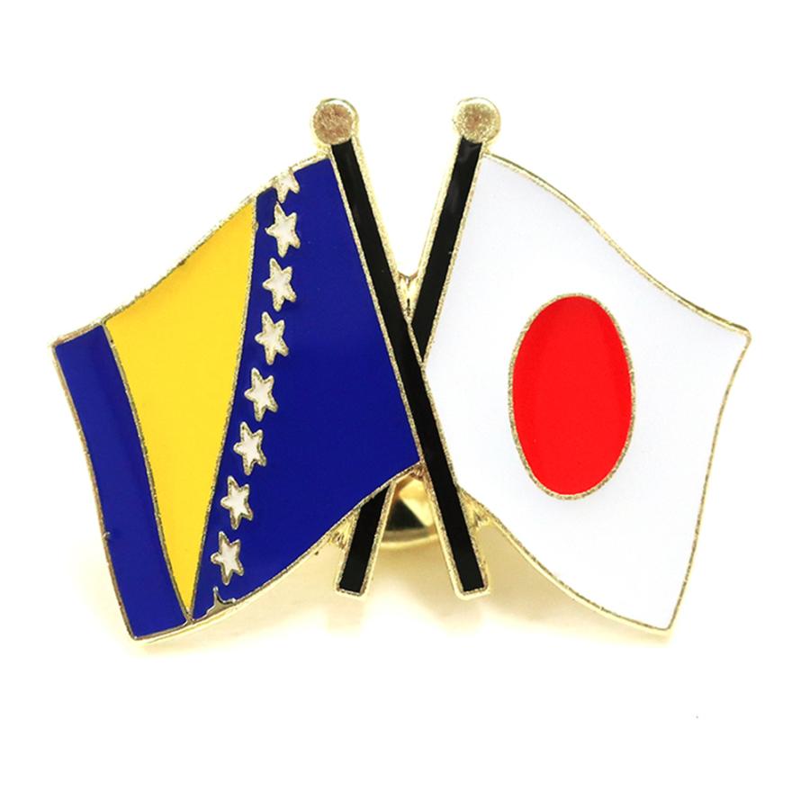 TOSPA ピンバッジ2ヶ国友好 日本国旗 ボスニアヘルツェゴビナ国旗 約20