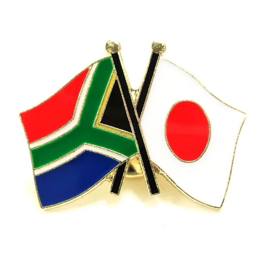 TOSPA ピンバッジ2ヶ国友好 日本国旗 南アフリカ国旗 約20×20mm
