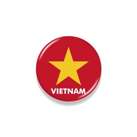 TOSPA 缶バッジ ベトナム 国旗柄 直径約3cm 世界の国旗缶バッジ シリーズ｜tospashop