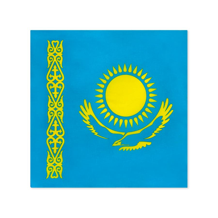 デニス・テンさん直筆サイン入りカザフスタン国旗 TOSPA バンダナ カザフスタン 国旗柄 綿100％ 52×52cm 日本製 お弁当