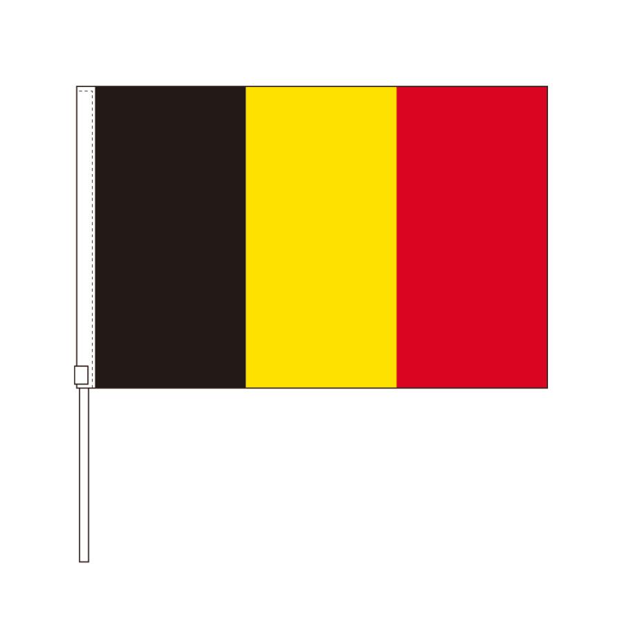 TOSPA ベルギー 国旗 応援手旗SF 旗サイズ20×30cm ポリエステル製 ポール31cm のセット
