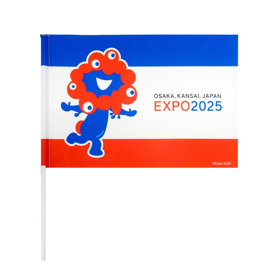 EXPO2025 ミャクミャク 応援フラッグ 青赤ライン 2025大阪・関西万博