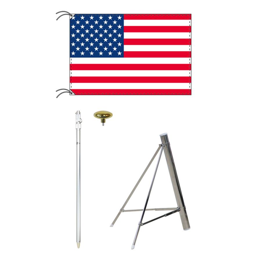 TOSPA 世界の国旗セット アメリカ国旗セット（サイズ70×105cm ポール