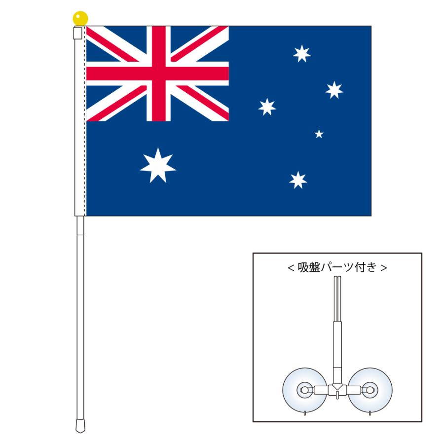 オーストラリア 国旗 ポータブルフラッグ 吸盤付きセット 旗サイズ25