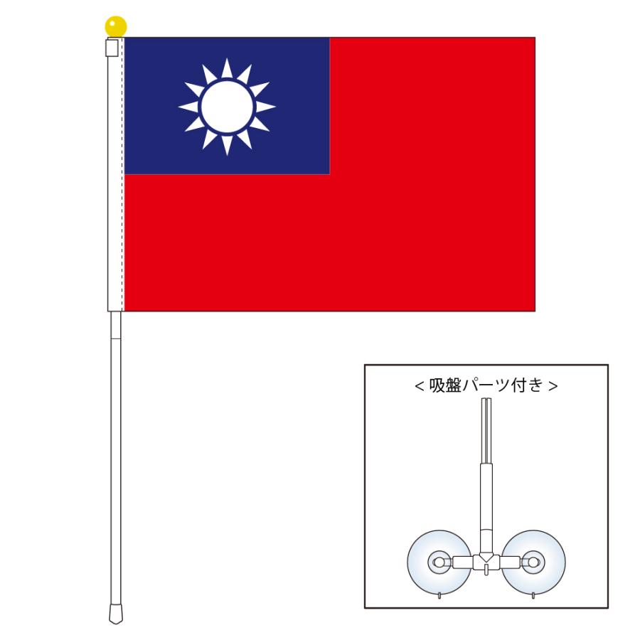 台湾 中華民国 旗 ポータブルフラッグ 吸盤付きセット 旗サイズ25×37.5