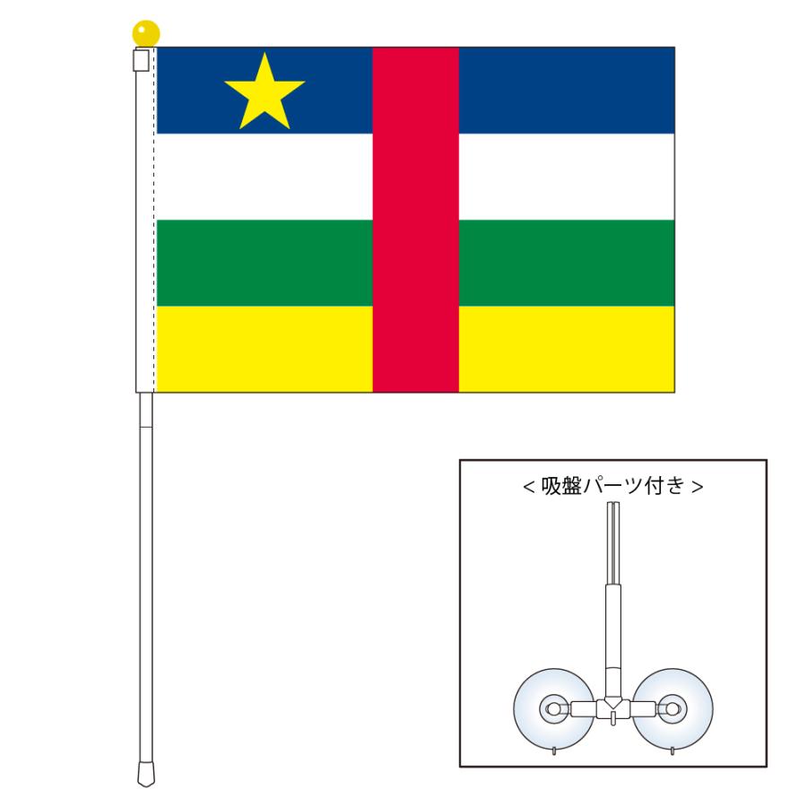 中央アフリカ 国旗 ポータブルフラッグ 吸盤付きセット 旗サイズ25
