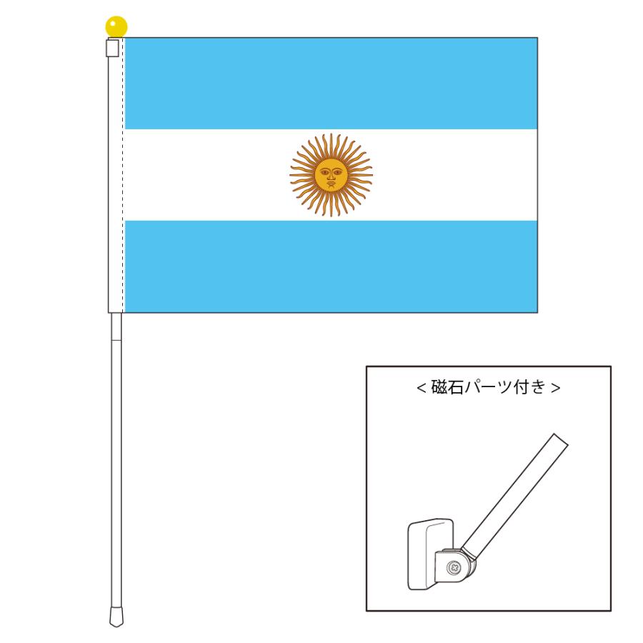 TOSPA アルゼンチン 国旗 ポータブルフラッグ マグネット設置部品付き