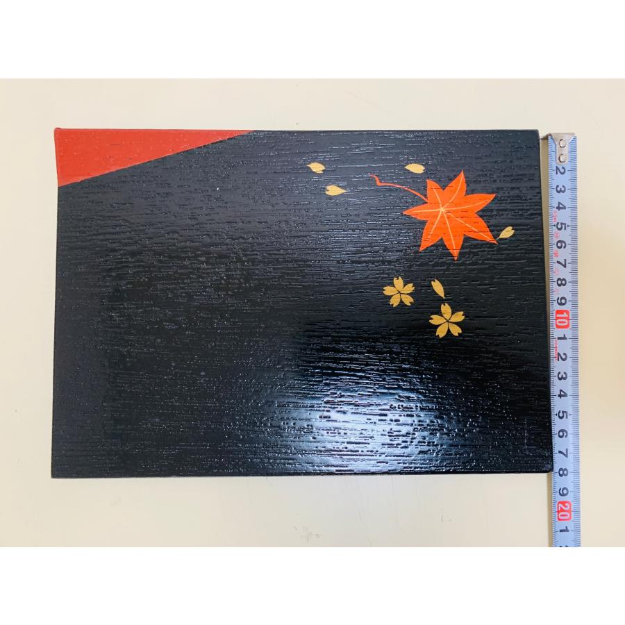 未使用 隅折銘々皿 紅葉模様 和菓子皿 銘々皿 1枚 箱付き 木製 木工芸