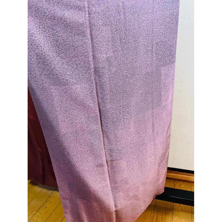 着物 江戸小紋 作家物 正絹 / 紫色系 一つ紋 草花文 身丈約154cm 裄丈 