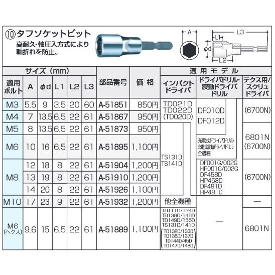 マキタ(makita) A9.6 A-51889 タフソケットビット M6（ヘクス）｜total-homes｜02
