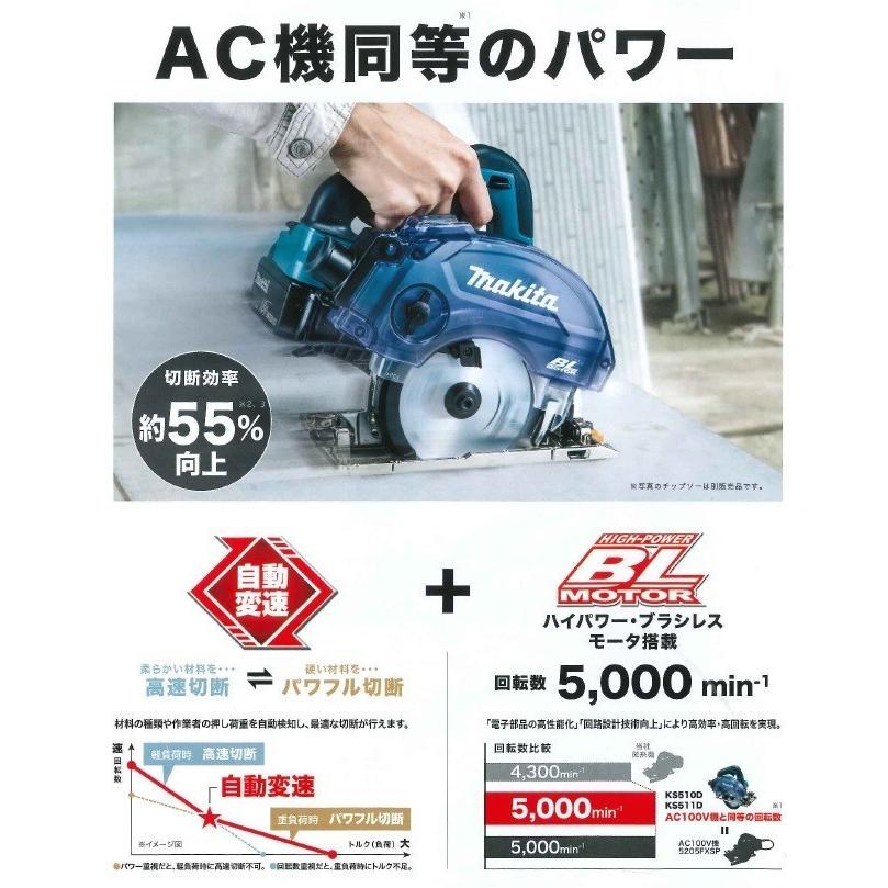 マキタ（makita） KS511DZ 125mm充電式防塵マルノコ 18V 本体のみ 