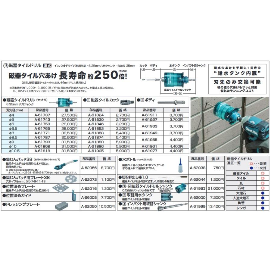 マキタ(makita) 磁器タイルドリル(セット品) Φ6.5 A-61765 マキタ(makita) 磁器タイルドリル(セット品) Φ6.5 A-61765