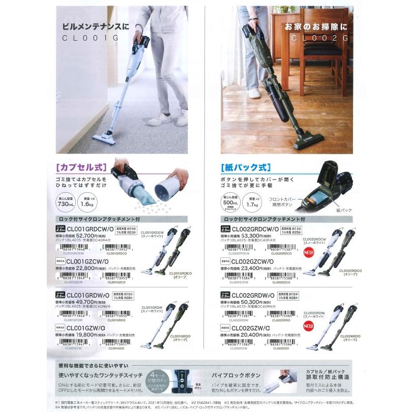 マキタ マキタ(makita) 充電式クリーナー CL002GRDCW スノー マキタ マキタ(makita) 充電式クリーナー CL002GRDCW スノー