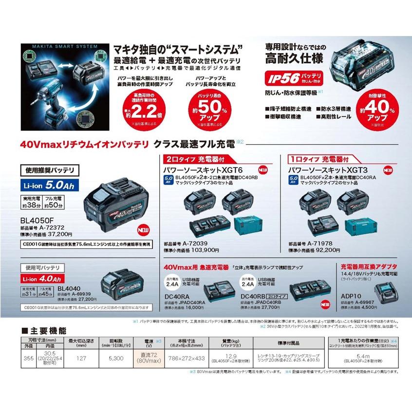 マキタ（makita） CE001GZN 355mm充電式パワーカッター 40V+40V=80V