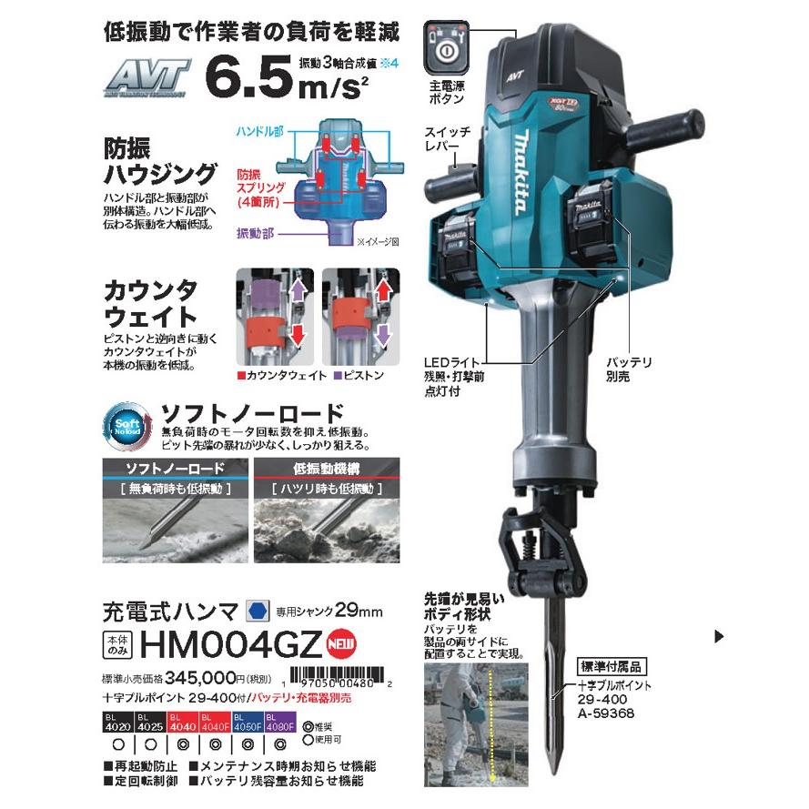 マキタ（makita） 充電式ハンマ 専用シャンク 六角29mm HM004GZ 40V+
