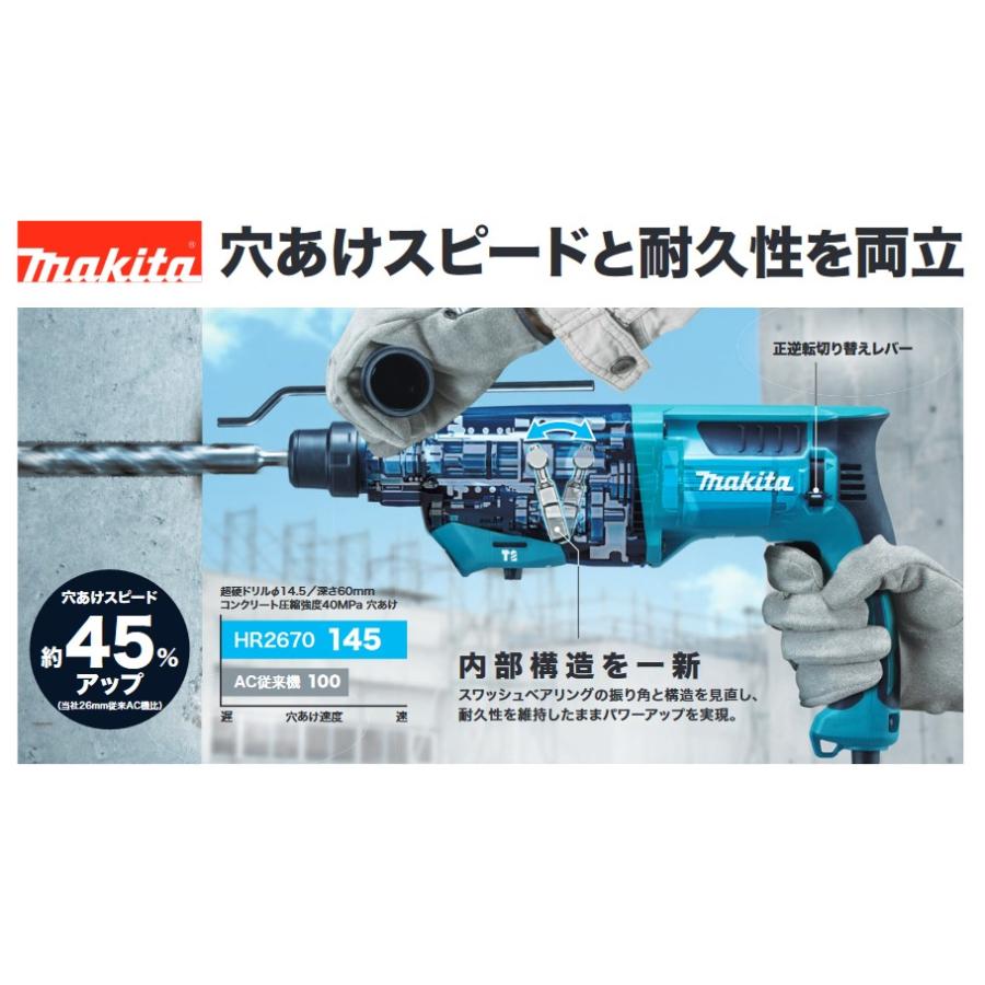 マキタ（makita） HR2670 ハンマードリル 26mm ハツリ可能 100V 穴あけ