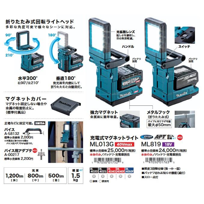マキタ（makita） 18V 電式マグネットライト ML819 強力マグネット