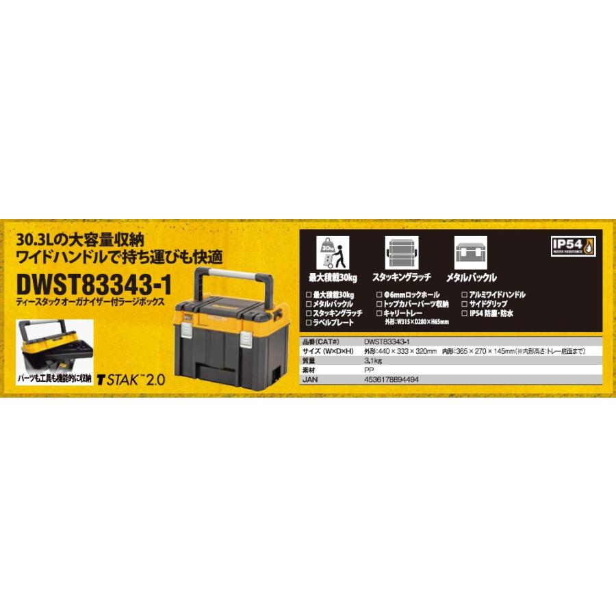 DEWALT デウォルト(DEWALT) TSTAK オーガナイザー付き ラージボックス