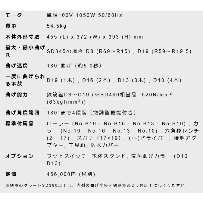 値下げしました！【中古】オグラ Ogura MB-819 可搬用鉄筋曲げ機 カラー7点 六角ドライバー付き MB-819 可搬用鉄筋曲げ機 | 株式会社オグラ