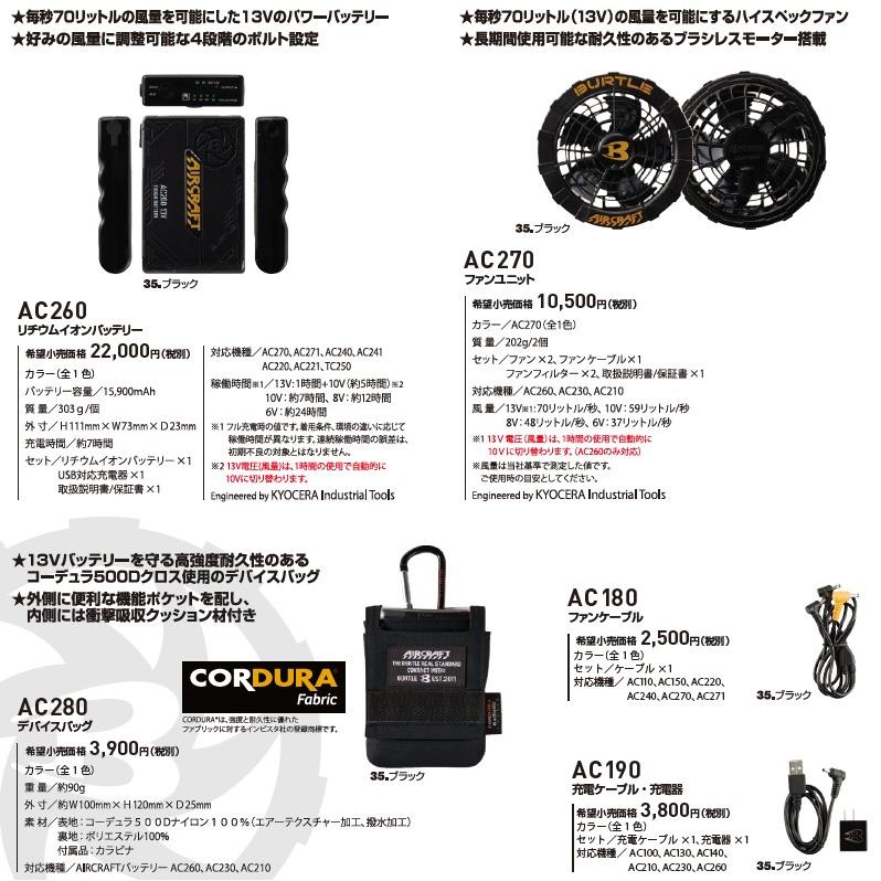 BURTLE（バートル） 空調服用ファンユニット AC271-70 スパイダー