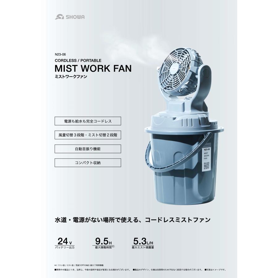 SHOWA(昭和商会) 充電式 ミストワークファン N25-01 工場扇 持ち運び