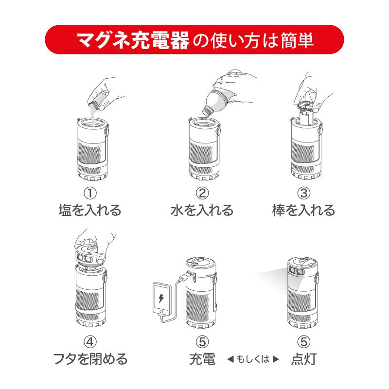 STAYER 水と塩だけで繰り返しスマホを充電 マグネ充電器 長期保存可能