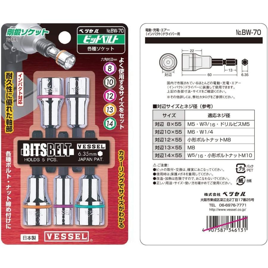ベッセル(VESSEL) ソケット ビット セット 5本組 BW-70 Vessel BW-70 Socket Bit Set, Set of 5 - Amazon.com