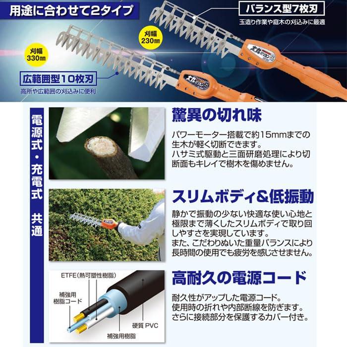 ニシガキ 太丸バリカン S 10枚刃 刈幅330mm 日本製 N-964 コード長0.2m