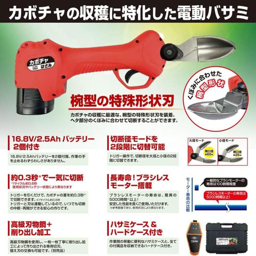 ニシガキ工業 カボチャはさみ N-980 電動鋏 16.8V充電式 特殊形状刃