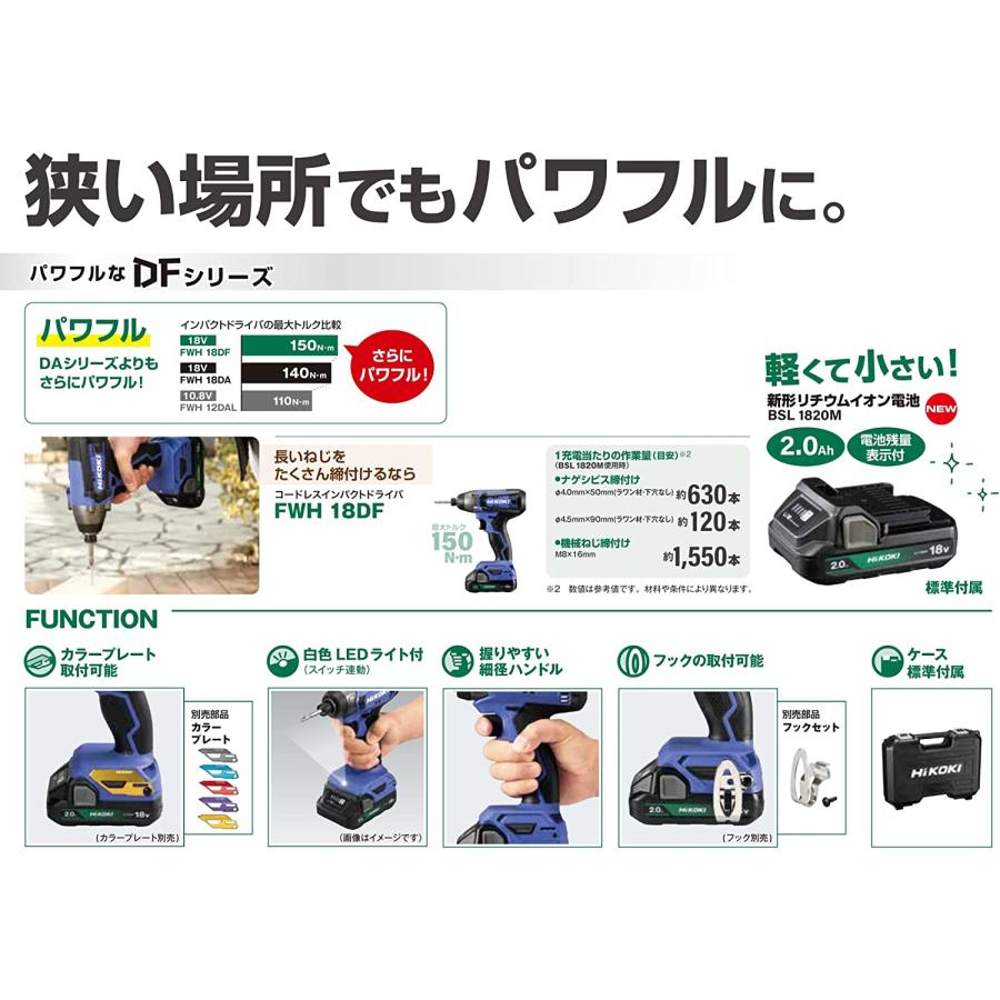 HiKOKI(ハイコーキ) FWH18DF(BG) 18V コードレスインパクトドライバー 【バッテリー1個/充電器セット】｜total-homes｜04