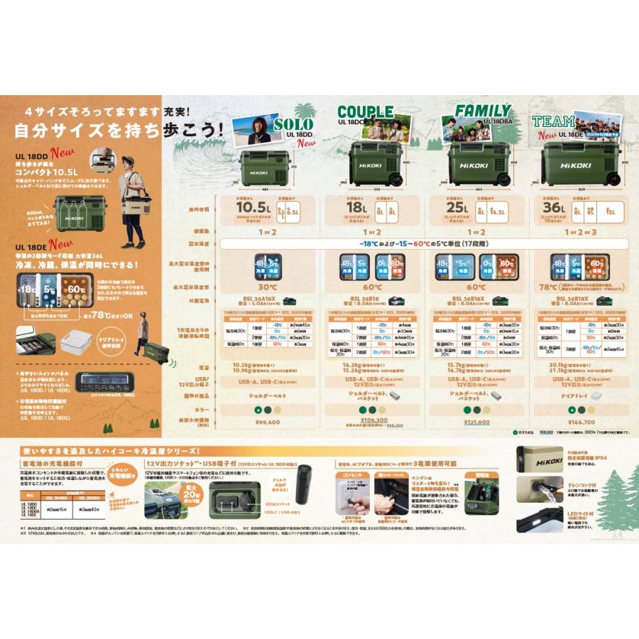 HiKOKI HiKOKI(ハイコーキ) 18V 36L コードレス 冷温庫 UL18DE HiKOKI HiKOKI(ハイコーキ) 18V 36L コードレス 冷温庫 UL18DE
