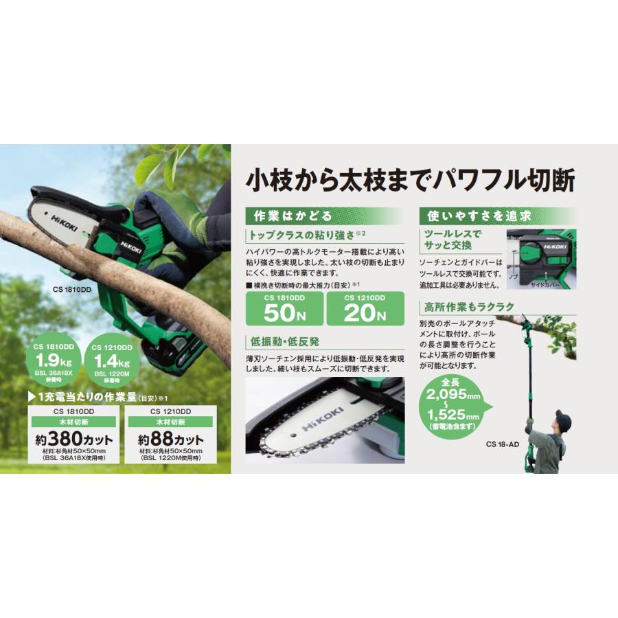 HiKOKI（ハイコーキ） CS1810DD(XPZ) 100mm充電式 小型チェーンソー 