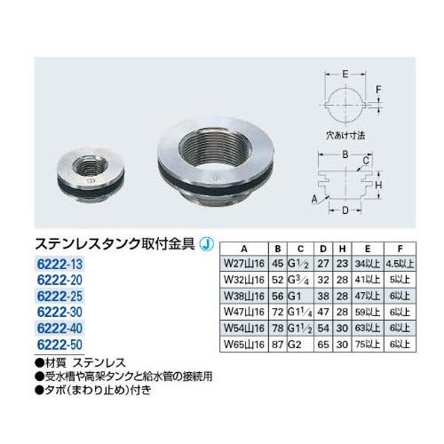 カクダイ ステンレスタンク取付金具 6222-40 呼径40 タボ付き_1